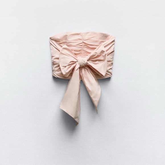 NWT ZARA STRAPLESS TAFFETA BOW TOP - Picture 4 of 6